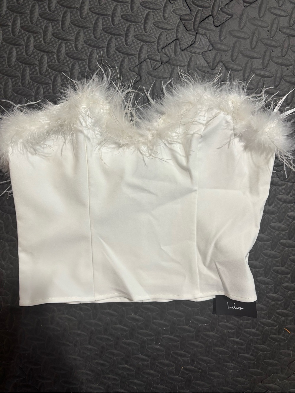 Lulu's White Feather-Trim Bustier Top